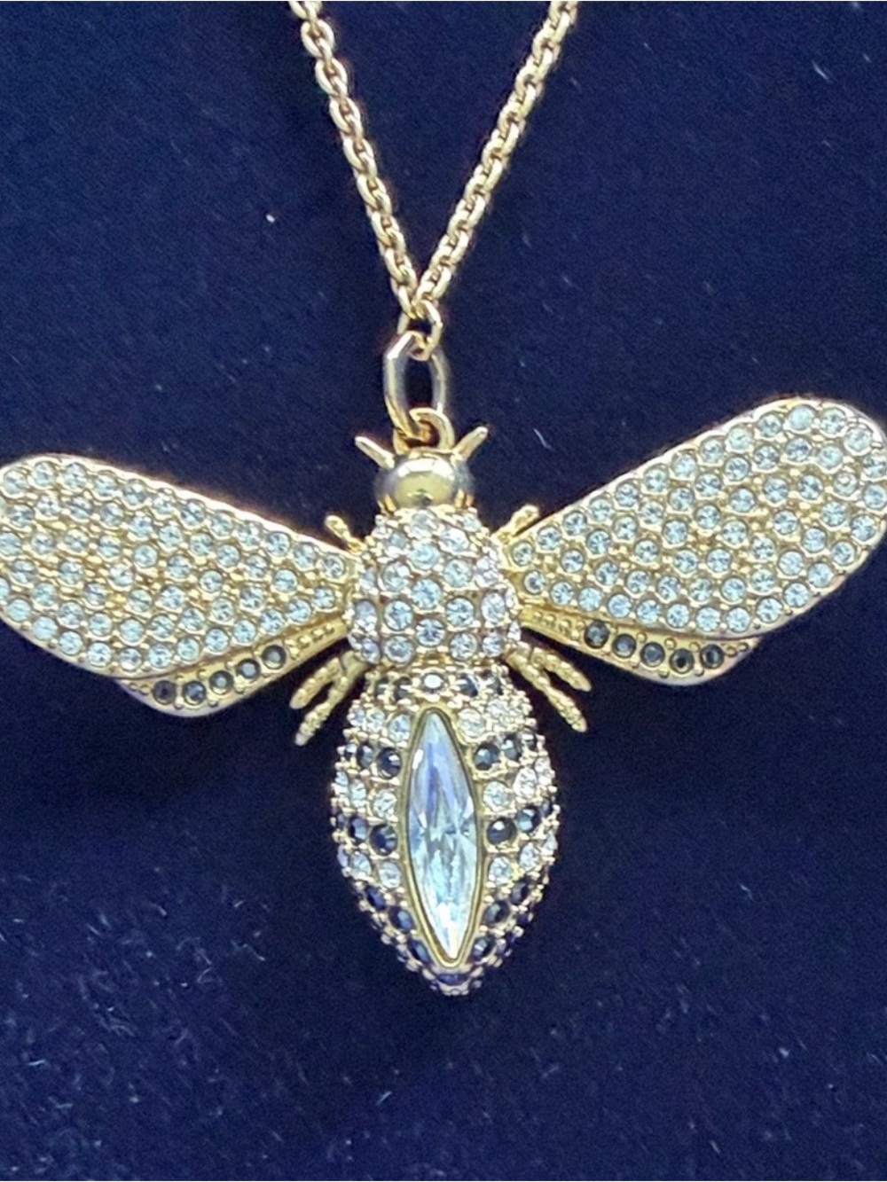 Swarovski Gold Bee Pendant Necklace with Pavé Crystal Wings -NIB - style 5394212 - Picture 3 of 6